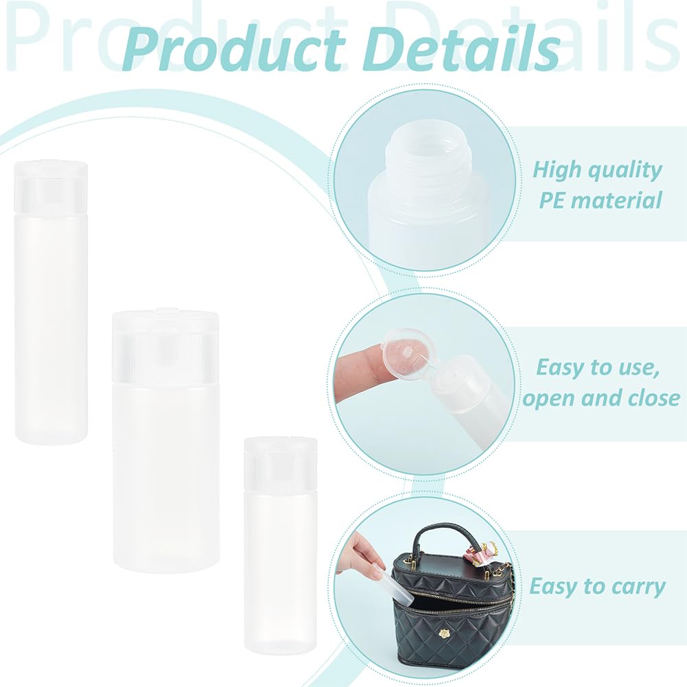 Benecreat 10Pcs 12Ml/18Ml/30Ml Travel Bottles Plastic Toiletry Bottles Flip Cap Squeeze Sample Bottle Containers For Makeup Loti