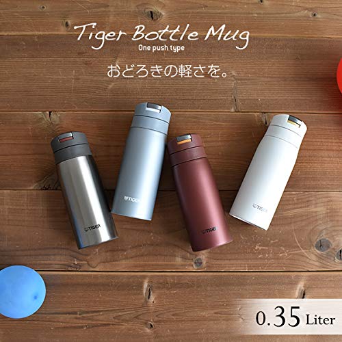 Tiger MCX-A352XC Sahara Mug  Stainless Steel Bottle  11.8 fl oz (350 ml)  One-Touch  Lightweight  Clear Stainless Steel