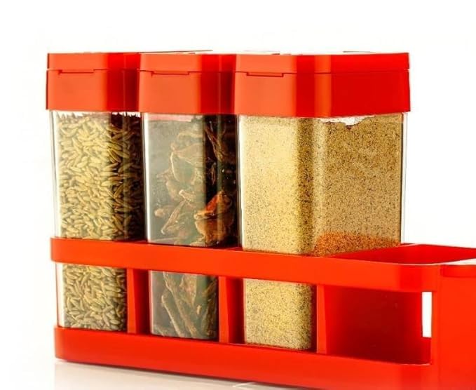 Utensilbay Spices Rack Set For Masala  Mini Flow Spices Box For The Oregano, Chilli Flakes, Salt, Sugar & Seasonings, Air Tight