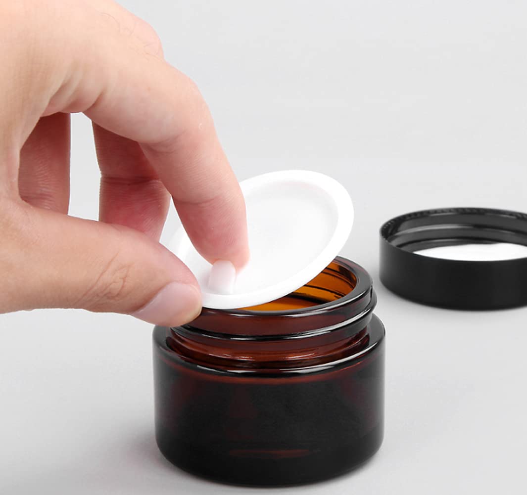 2Pcs 120Ml 4 Oz Large Capacity Empty Refillable Brown Glass Face Cream Storage Packing Jar Pot Bottle With Black Cap For Cosmeti