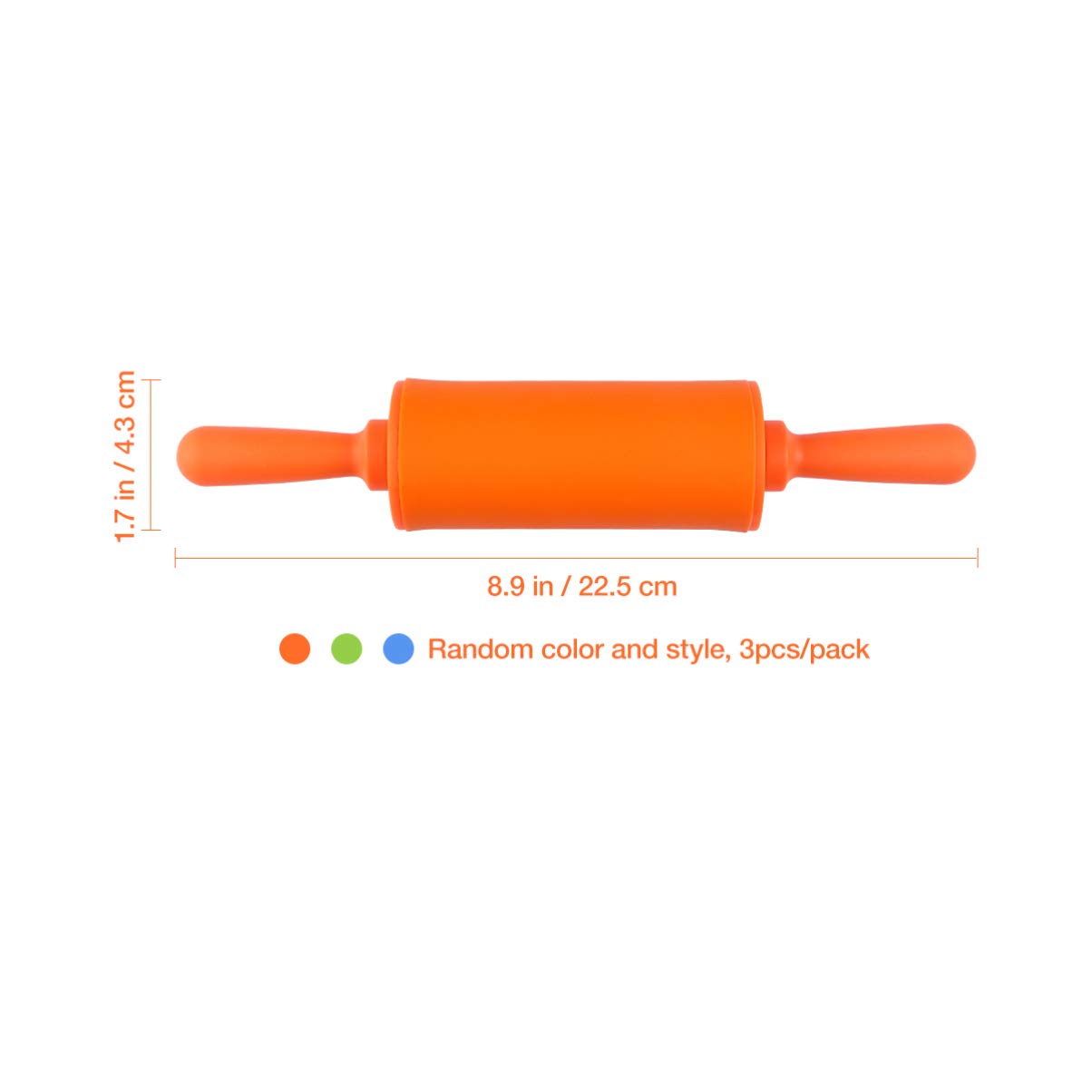 Tomaibaby 3Pcs Kids Rolling Pin, 8.9 Inch Plastic Dough Roller Mini Rolling Pin Non-Stick Rolling Pins For Home Kitchen Fondant