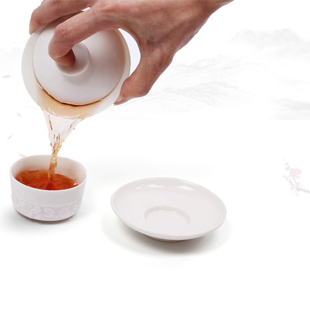 Mozentea Ceramic Gaiwan Tea Set, Gai Wan Tea Cup For Chinese Gong Fu Tea Ceremony To Brew Loose Oolong Or Black & Green Flower T