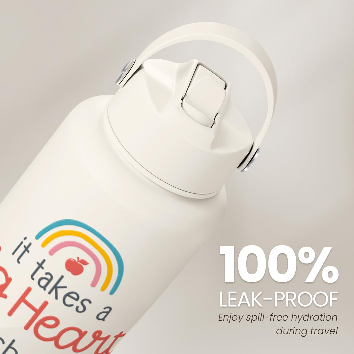 SANDJEST Teacher Appreciation Gifts - It Takes a Big Heart to Shape Little Minds Water Bottle 32oz Stainless Steel Insulated wit