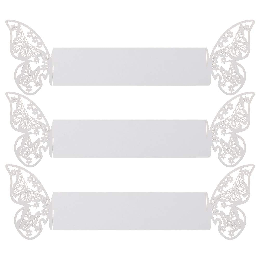 Baimeixun 100Pcs 3D Butterfly Paper Napkin Rings For Weddings Party Serviette Table Decoration (White)