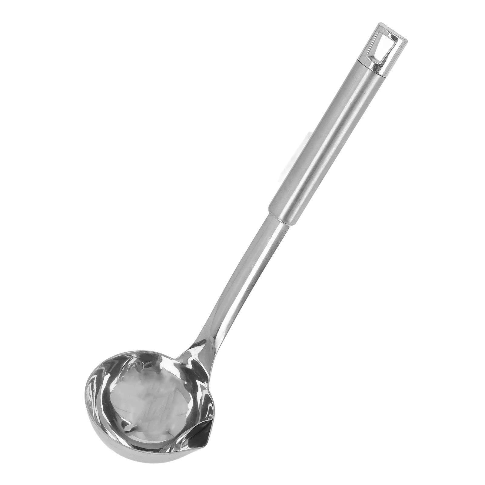 Mingzhe 304 Stainless Steel Soup Ladle with Comfortable Handle for Easy Oil Separation and Skimming Fat 12.4 X 3.5in