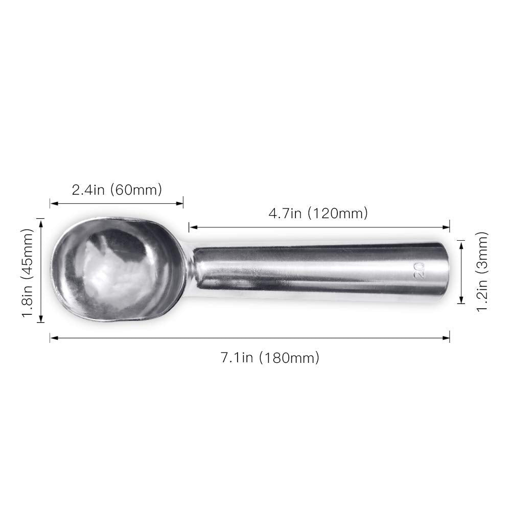 Cozihom 2 Oz Aluminum Ice Cream Scoop, Heat Conductive Handle, Non-Stick And Easy To Use, Simple One-Piece Aluminum Design Easy