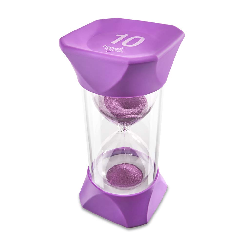Hand2Mind Jumbo 10 Minute Sand Timer With Soft Rubber End Caps, Hourglass Timer, Visual Timer For Toddlers, Time Out Timer, Game