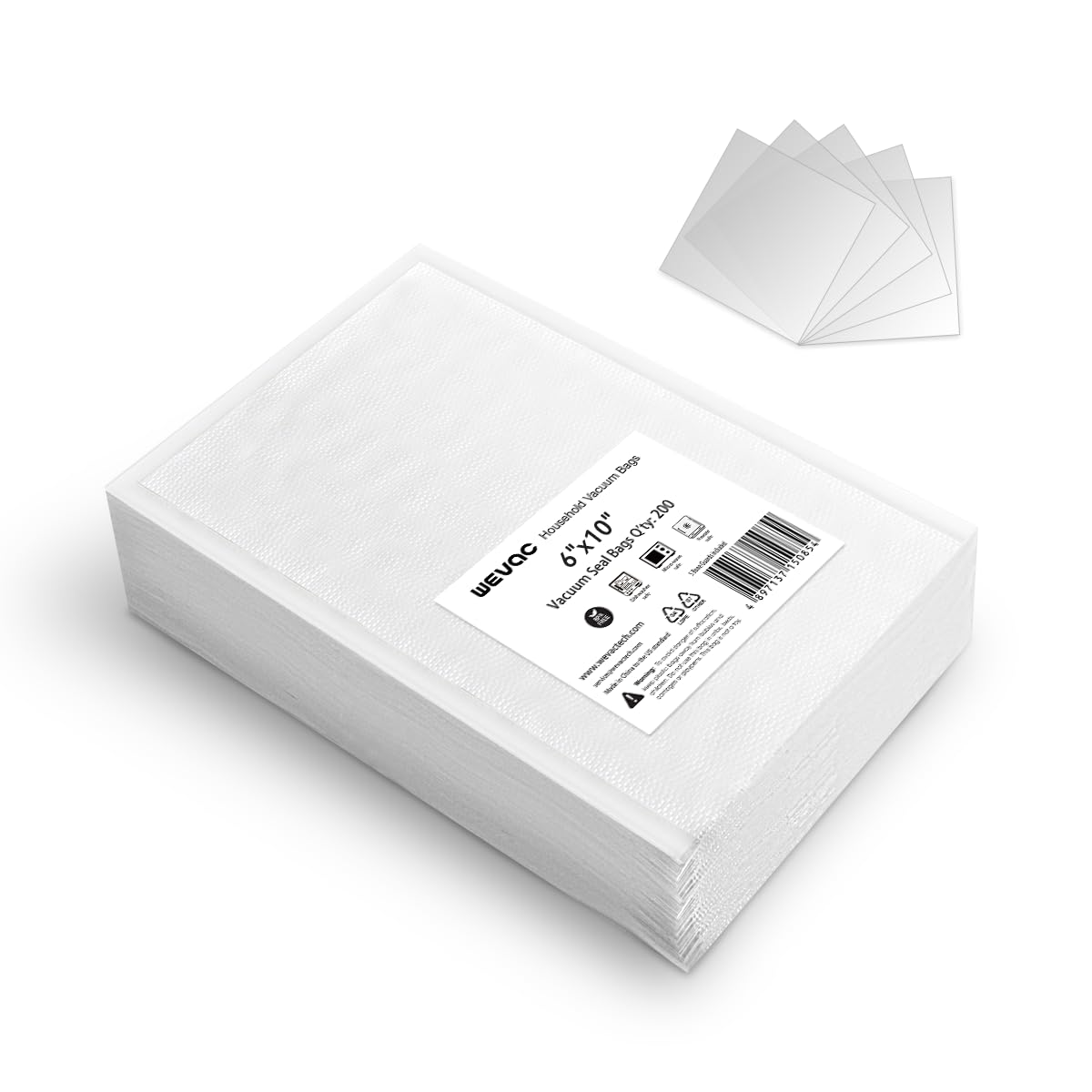 Wevac [2024 New] 8 x 12 100 Count Precut Bags, Vacuum Sealer Bags for Food, Great for Food Storage, Sous Vide and Meal Prep, Lit