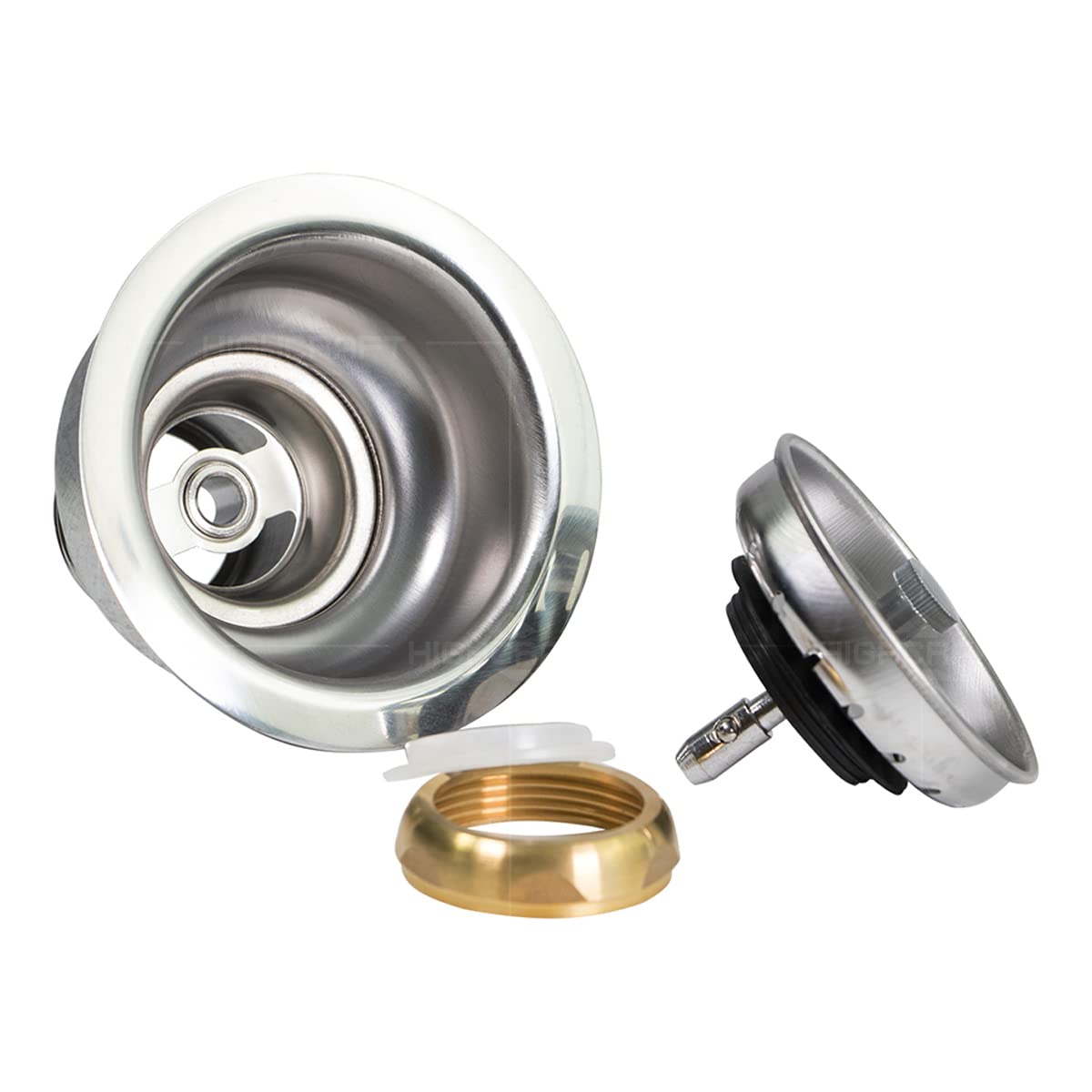 Highcraft 9754 Kitchen Sink (3-1/2 Inch) Stainless Steel Drain Assembly With Strainer Basket And Snaplock Stopper Long Extended