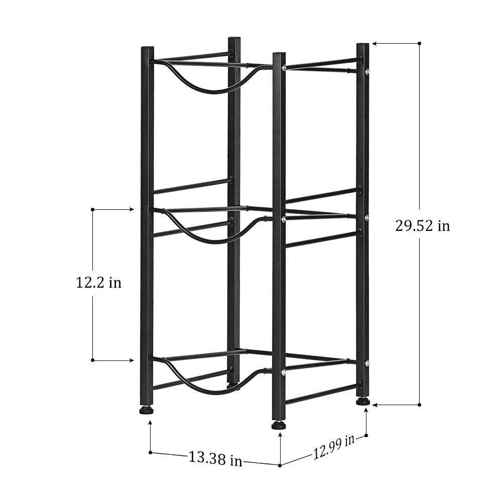 Water Cooler Jug Rack 5 Gallon Water Bottle Holder Storage Shelf 3 Tier Heavy Duty Stackable Water Cabinet Dispenser Organizer for Home Office  Black