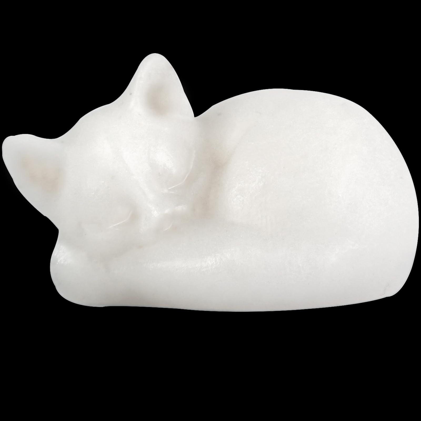 Ytbeoxk 2.1 Inch White Jade Cat Crystal Statue, Healing Crystal Sleeping Cat Gemstones Decorations, Lucky Cute Kitten Figurines,