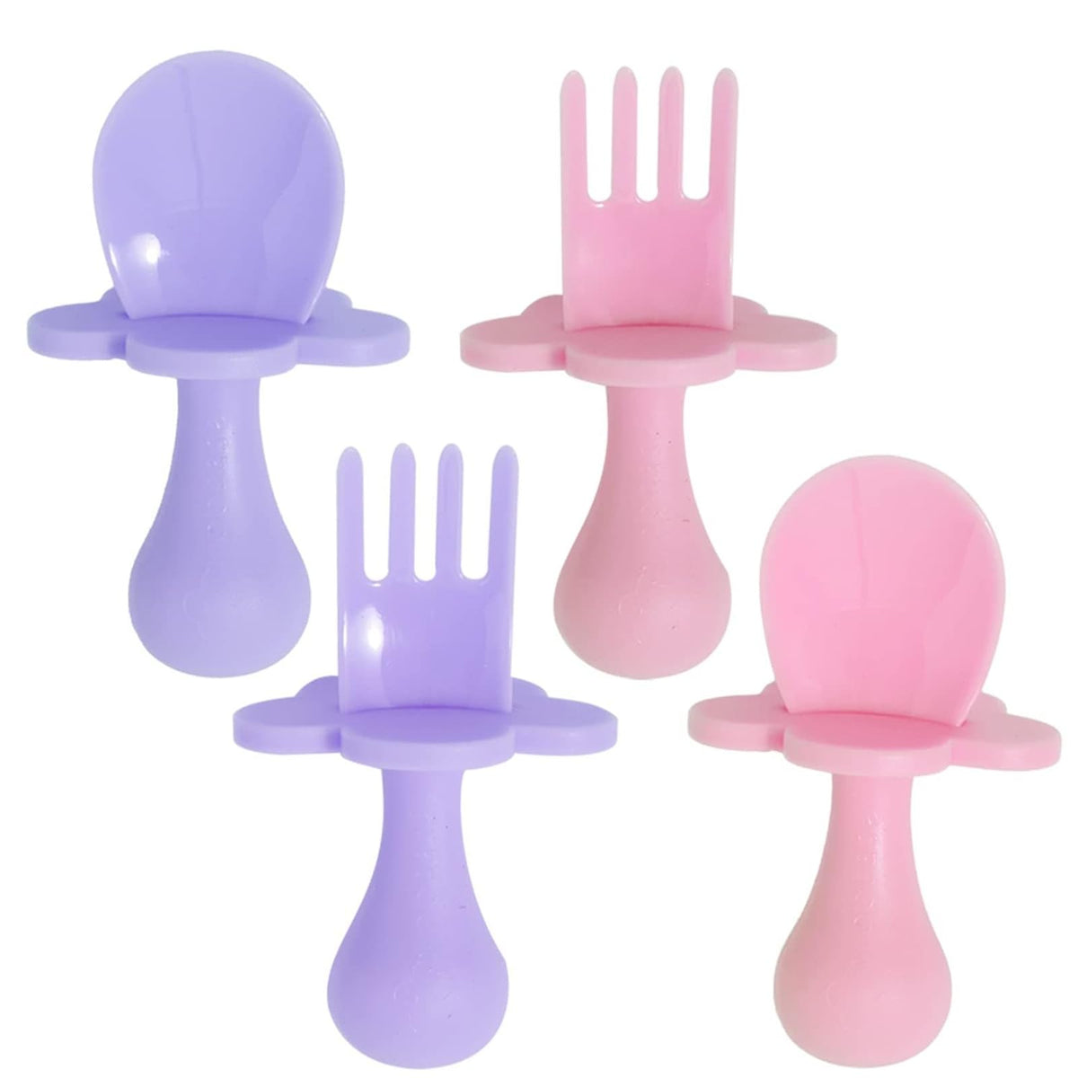 Grabease Baby Spoons Baby Led Weaning Supplies Toddler Forks Baby Feeding, BPA-Free & Phthalate-Free for Baby & Toddler, 2 Sets,