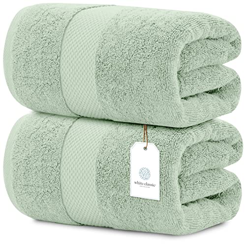 White Classic Luxury Bath Sheet Towels Extra Large | Highly Absorbent Hotel Spa Collection Bathroom Towel | 35X70 Inch | 2 Pack