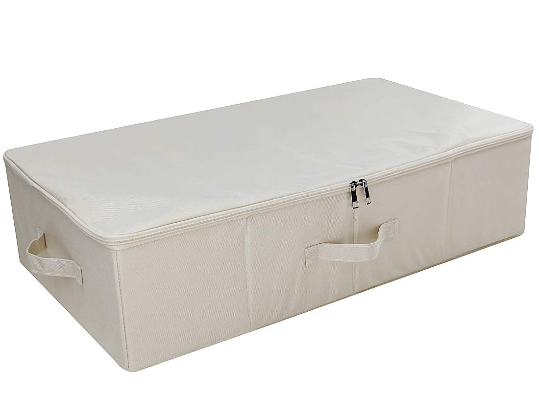 iwill CREATE PRO Underbed Storage Cube with Lid, Underbed Shoe Organizer Basket, Garment Storage Boxes, Beige