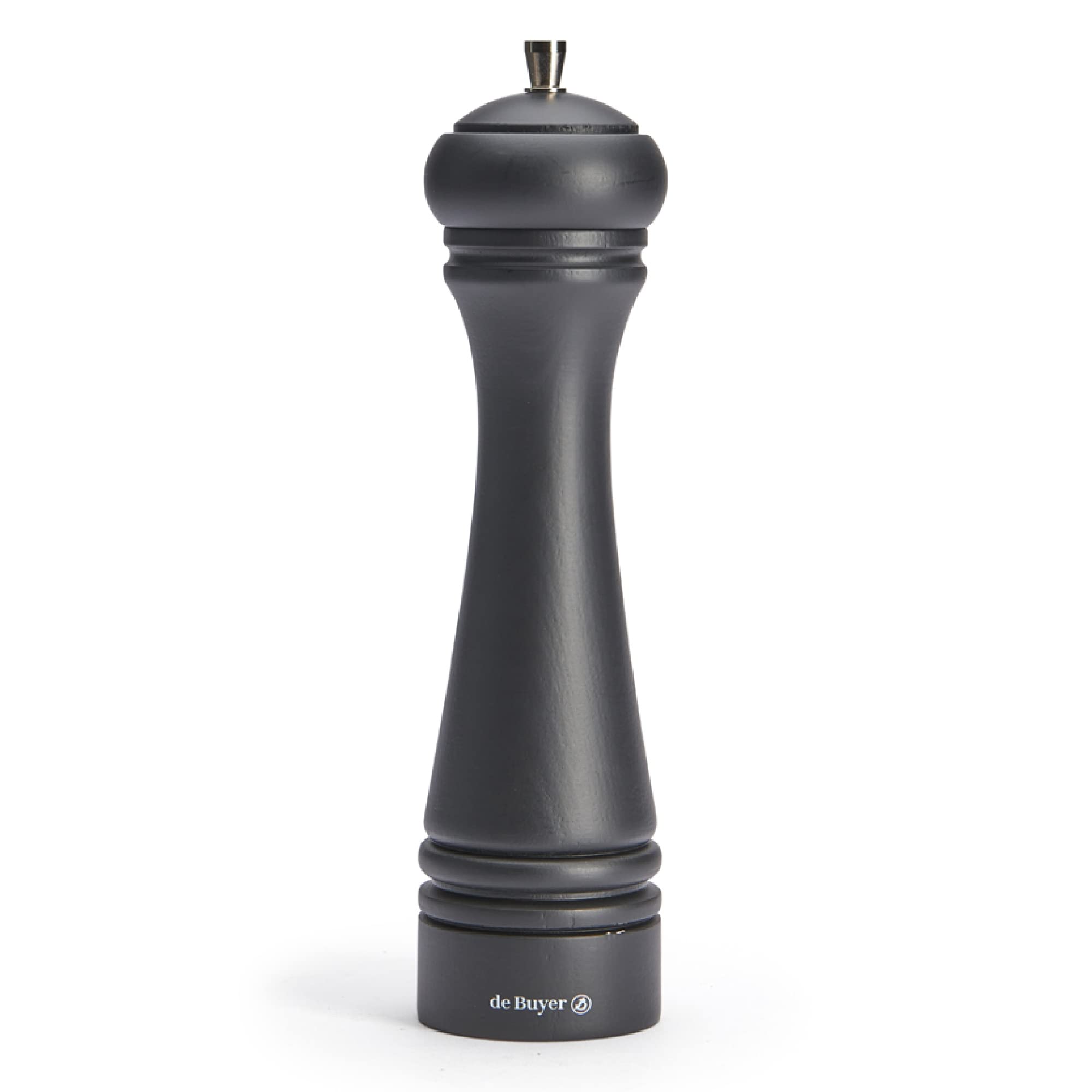 De Buyer Java Pepper Mill, Matte Black - 10    - Stainless Steel & Beechwood - Includes Knob To Adjust Grind Size - Corrosion Re