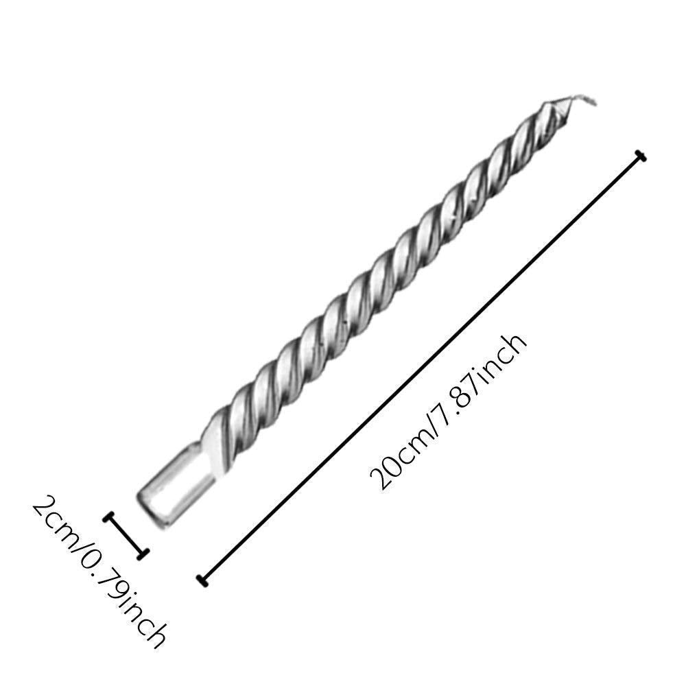 Kuber Selection 8 Pcs Designer Silver Spiral Pillar Candle 10 inch Long for Party,Daily use, Candle (Pack of 8 Pcs, Silver)