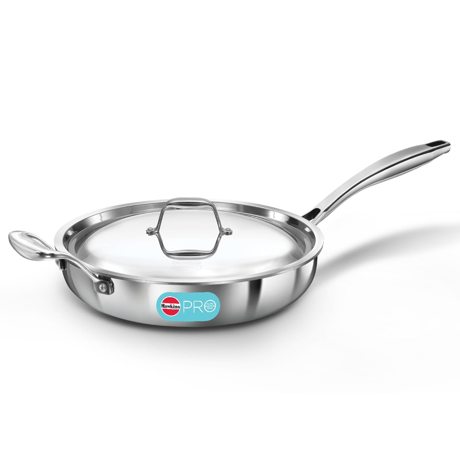 Hawkins Pro 26 Cm Frying Pan, Triply Stainless Steel Fry Pan With Stainless Steel Handle And Stainless Steel Lid, Silver (Psf26S