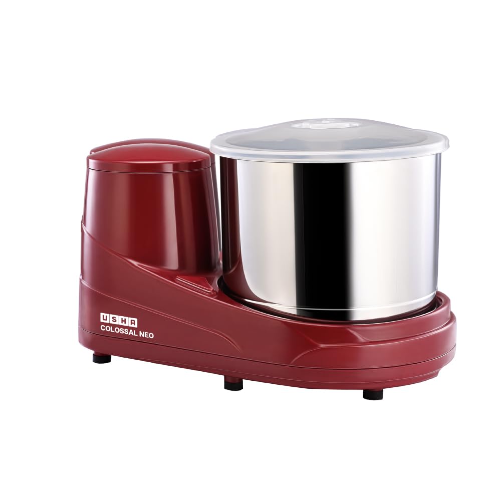 Usha Colossal Neo 2 Litres Table-Top Wet Grinder, 150W 100% Copper Motor, Dual Stones, Stainless Steel Drum, 10 Years Warranty O