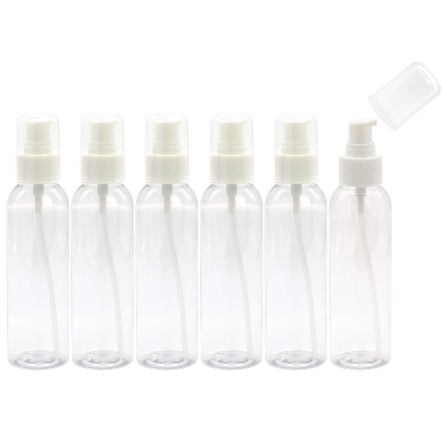 Trendbox 6 Pack Plastic Empty Bottles With Duckbill Pump Cap For Shampoo, Lotions, Liquid Body Soap, Cream (4 Oz / 120 Ml)
