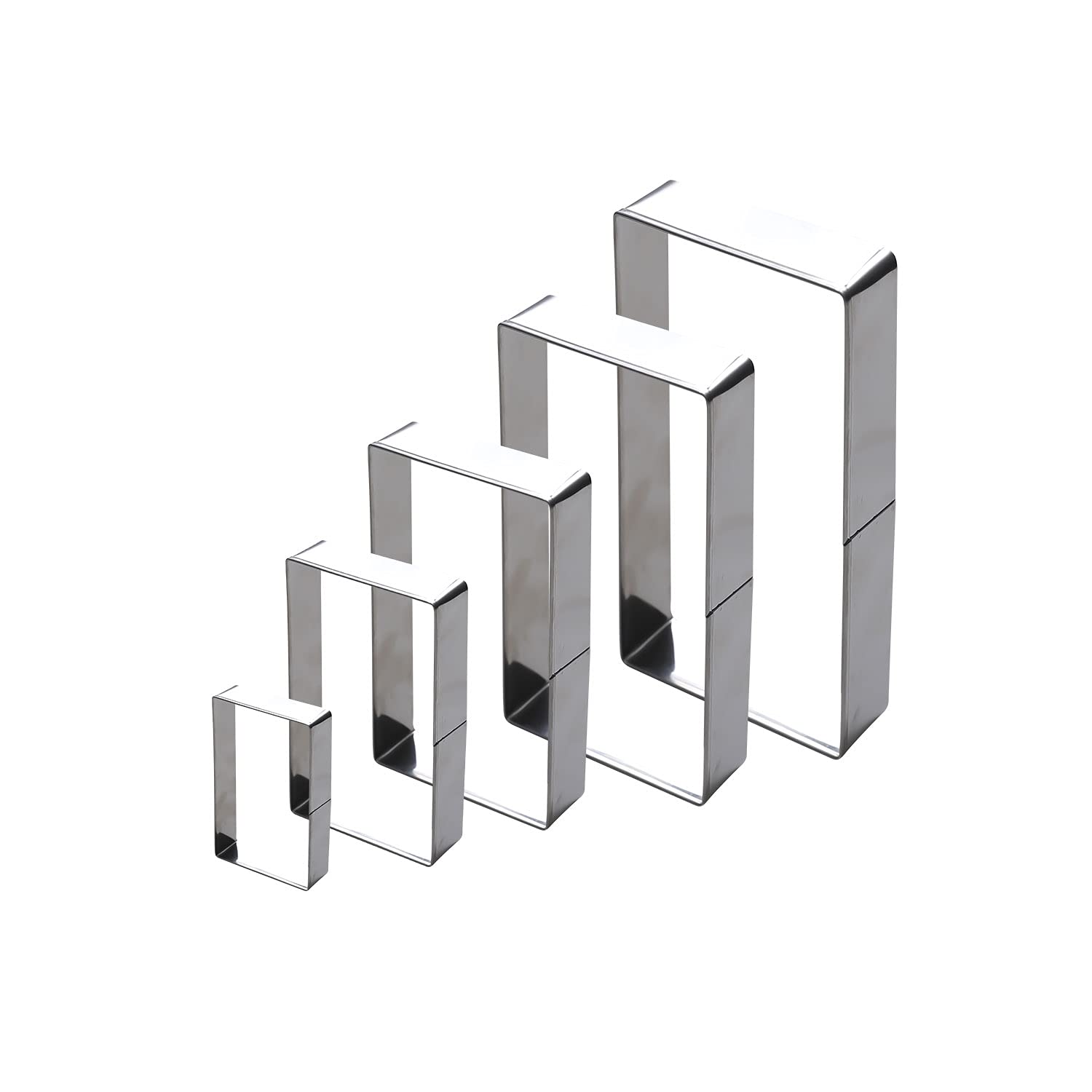 Kyerbaino 5Pcs Rectangle Cookie Cutter Set, Stainless Steel Biscuit Baking Molds Fondant Cake Cookie Cutter Rectangle Shaped Cut