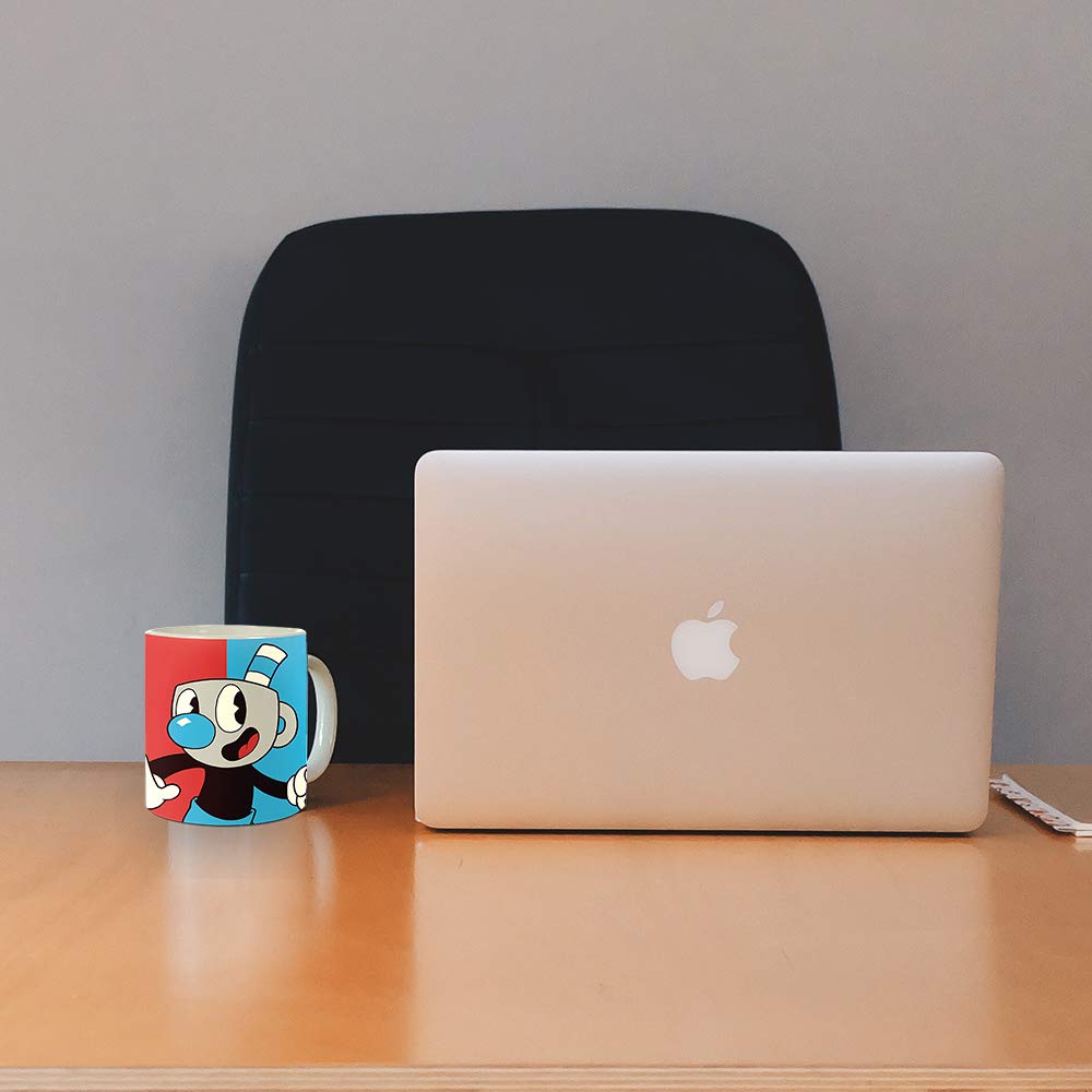 JUST FUNKY Cuphead & Mugman Coffee Mug [16 oz.] Ceramic Gamer Cup, Tea Mug, Hot or Cold Drinks
