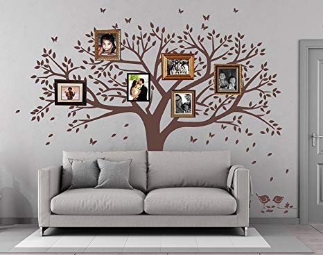 Giant Family Photo Tree Wall Decal Wall Sticker Vinyl Mural Art For Home Decor Room Decor (Brown)