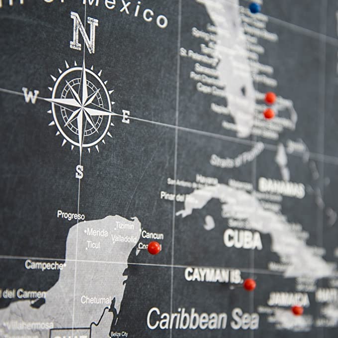 Push Pin Usa Map Board - With Push Pins To Mark Usa Travel - Handmade In Ohio, Usa - Design: Modern Slate (54'' X 36'')