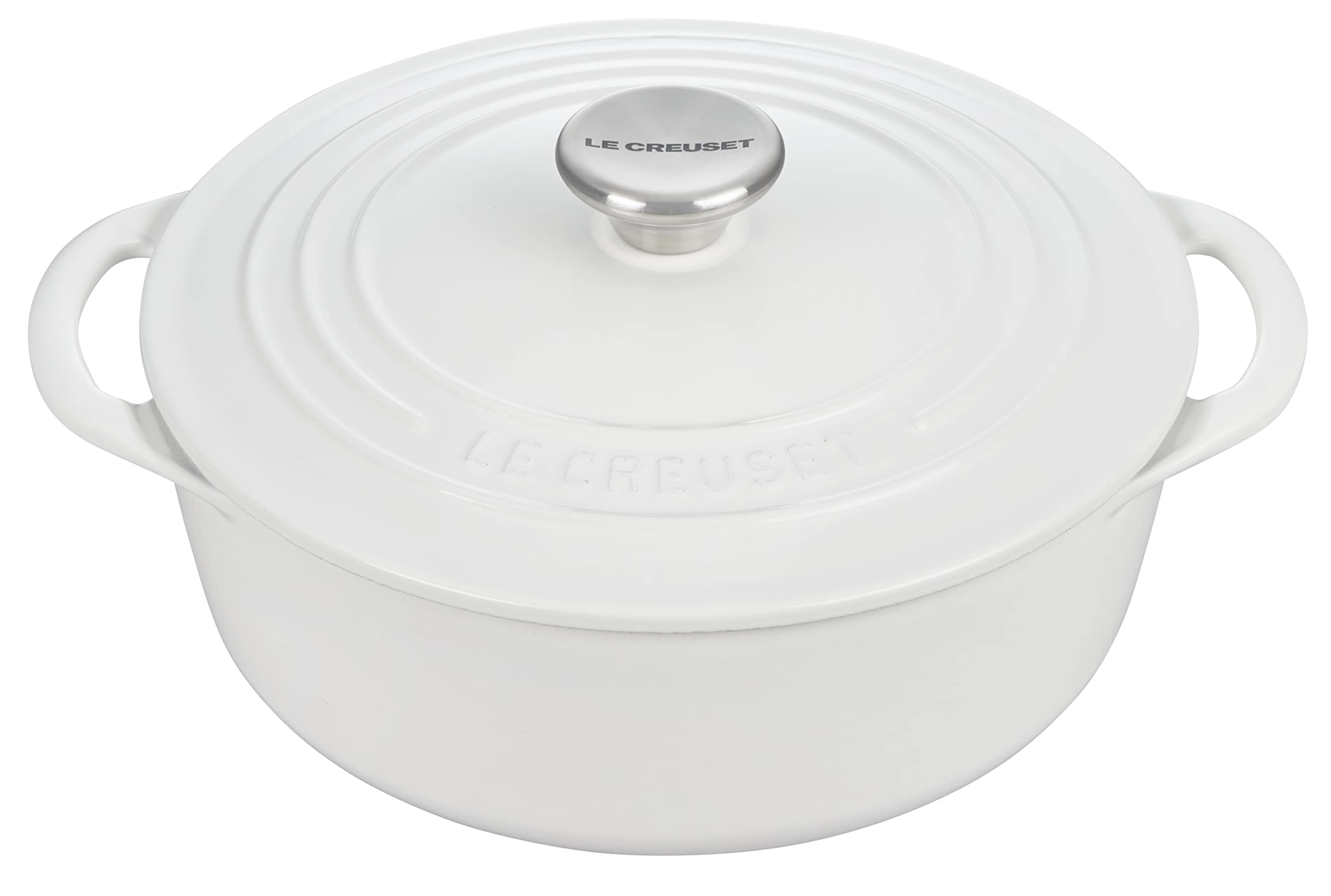 Le Creuset Cast Iron Shallow Round Dutch Oven, 2.75qt, White