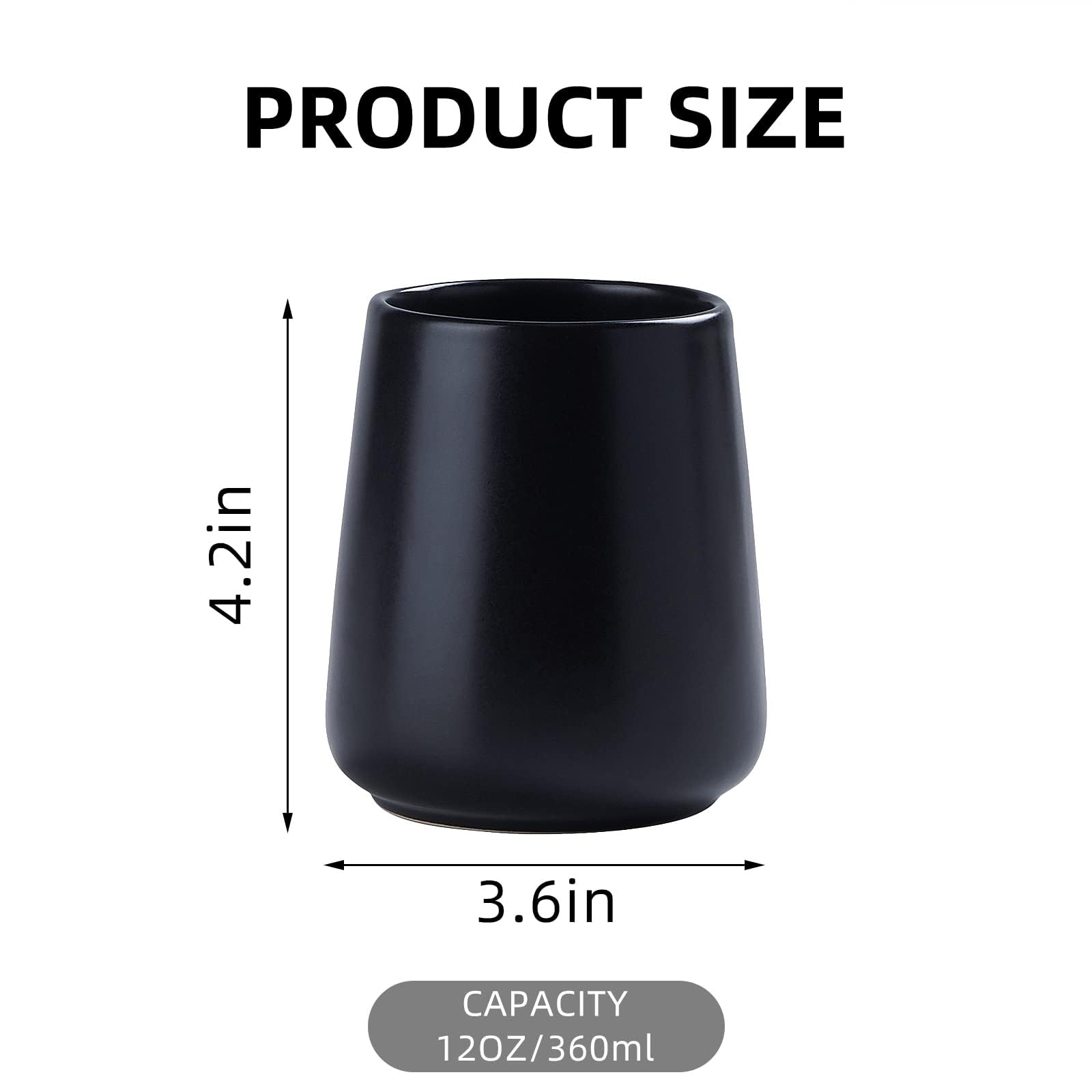 Matte Black Ceramic Toothbrush Holder - Tooth Brushing Holders, Toothbrush And Toothpaste Holder Organizer For Bathroom Countert