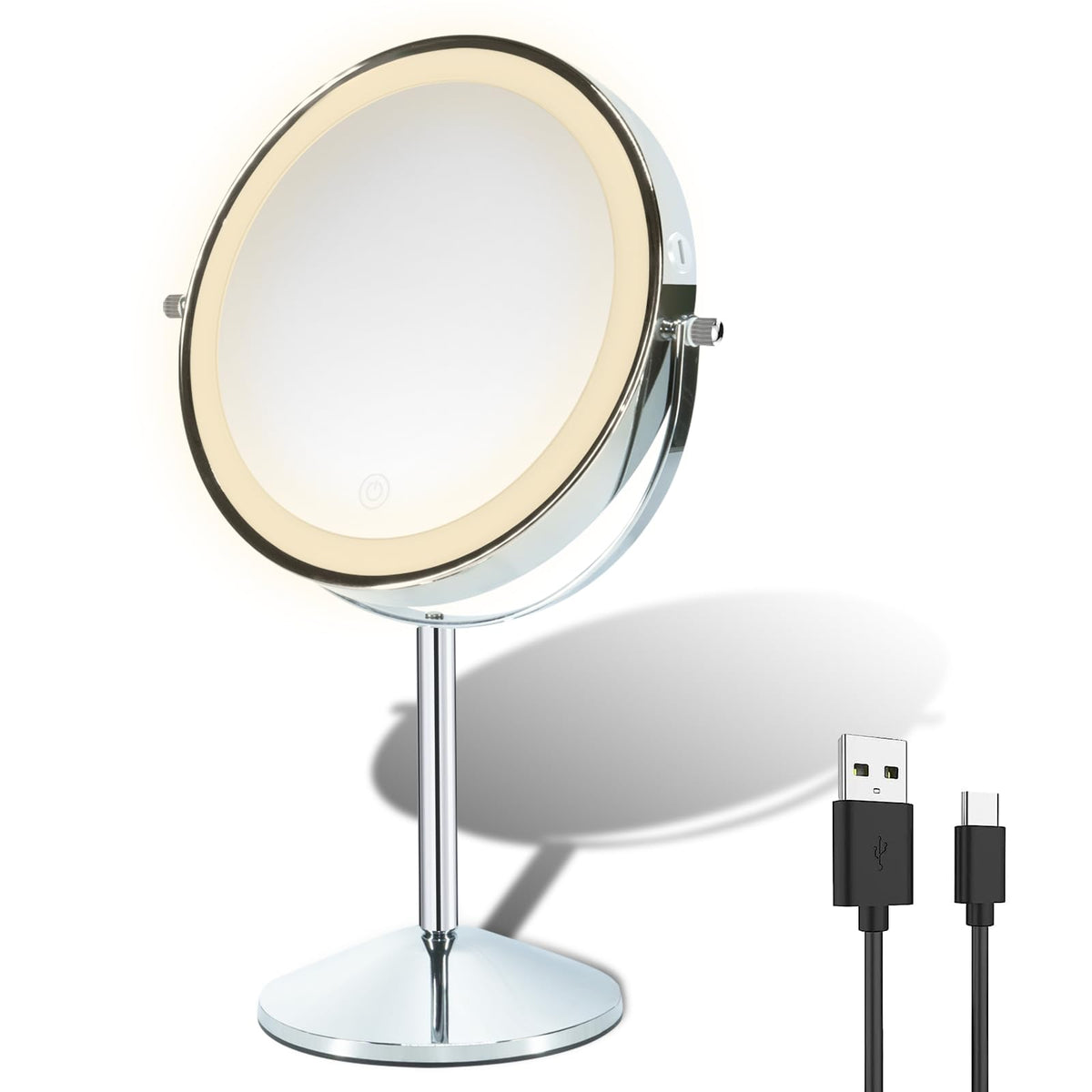 Makeup Mirror With Light, 8 Inch Rechargeable 1X 10X Magnifying Mirror With Lights, Lighted Vanity Mirror With Magnification, Do