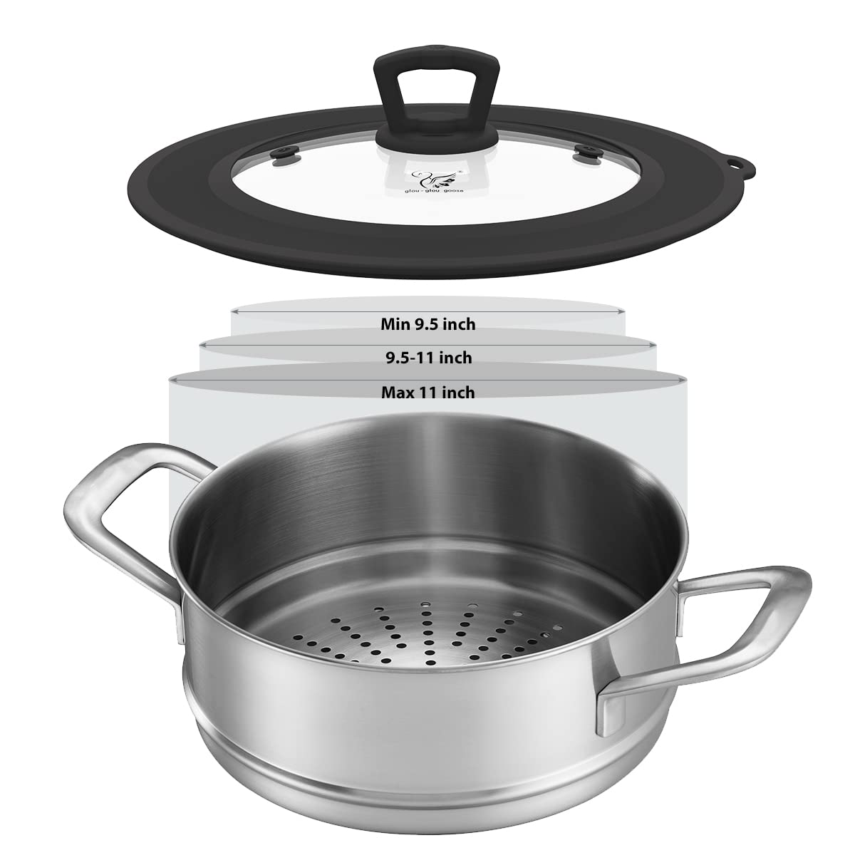 Vented Tempered Glass Universal Lid For Pot Pan Skillet With Heat Resistant Silicone Rim Microwave Splatter Lid Cover Microwave