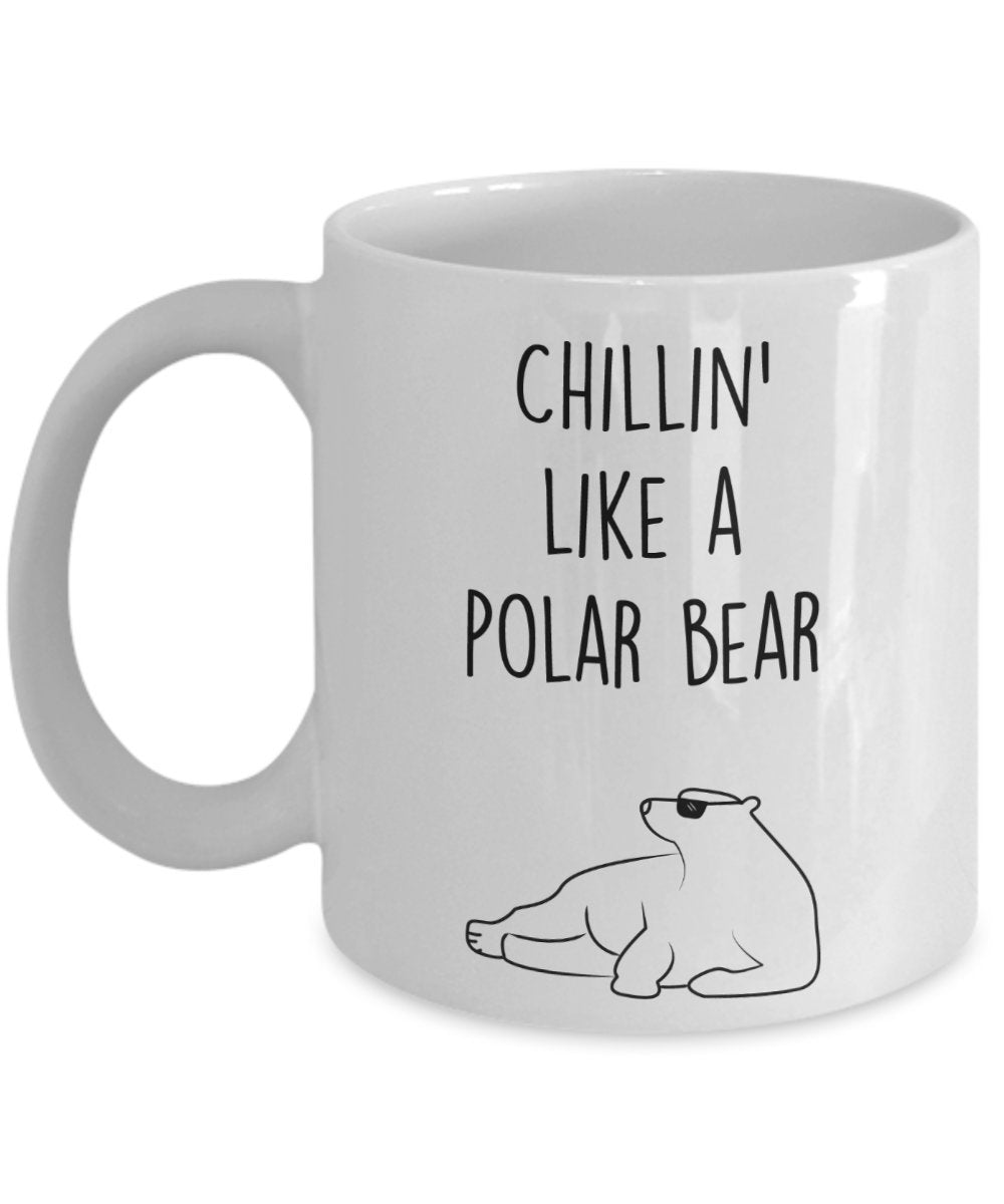 SpreadPassion Polar Bear Mug - Coffee Cup - Chillin' like a Polar Bear - Polar Bear Gag Gift Basket Ideas