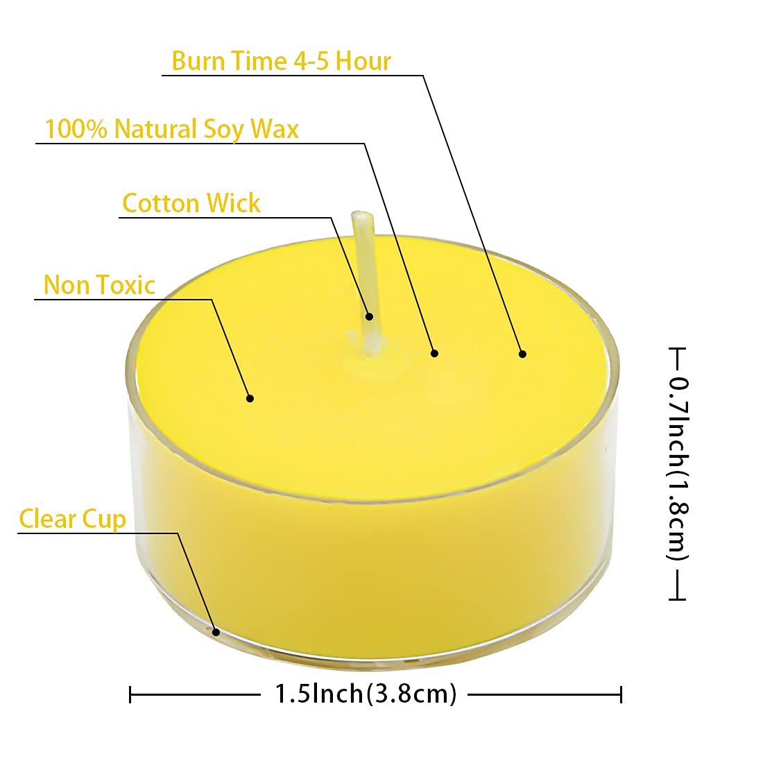 DEYBBY Aromatherapy Soy Wax Tea Candle, Lemon Scented Clear Cup Summer Candles Gift for Home|4 Hour Burn Time|Smokeless& Long La