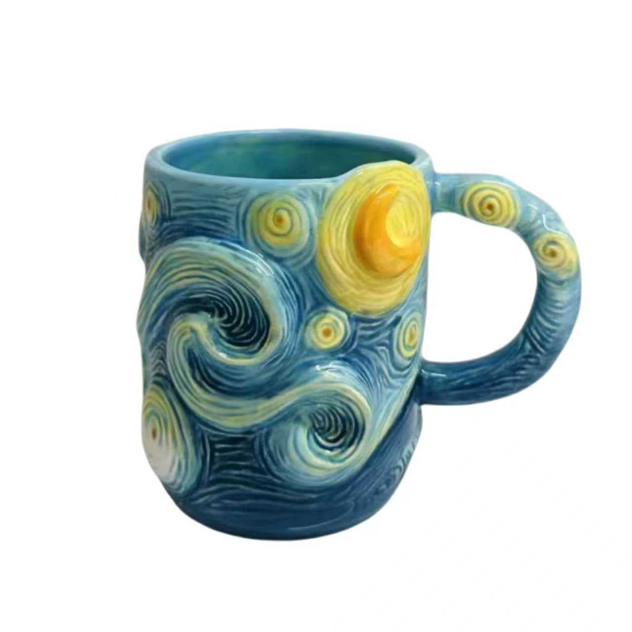 FORLONG Ceramic Large Coffee Mug, 13oz 3D Handmade and Handpainted Starry Sky Tea Cup