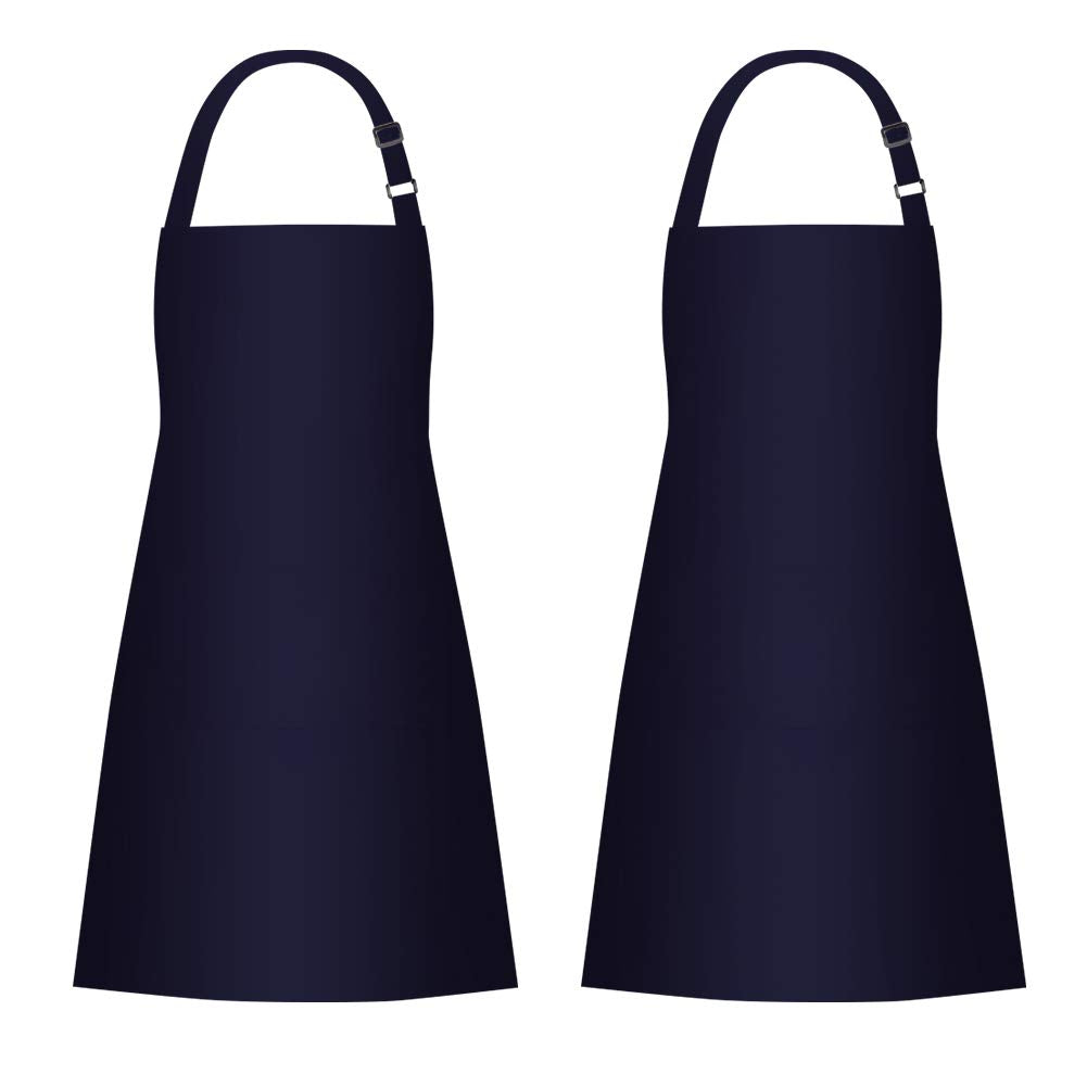 Jubatus 2 Pack Bib Aprons With 2 Pockets Cooking Chef Kitchen Apron For Women Men, Navy Blue