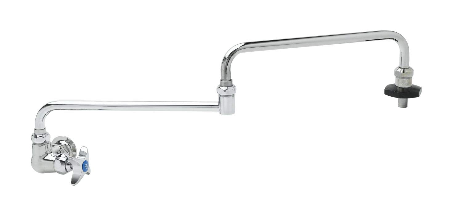 T&S Brass B-0594 Pot Filler With Wall Mount, Single Control, 24-Inch Double-Joint Nozzle And Insulated On-Off Control