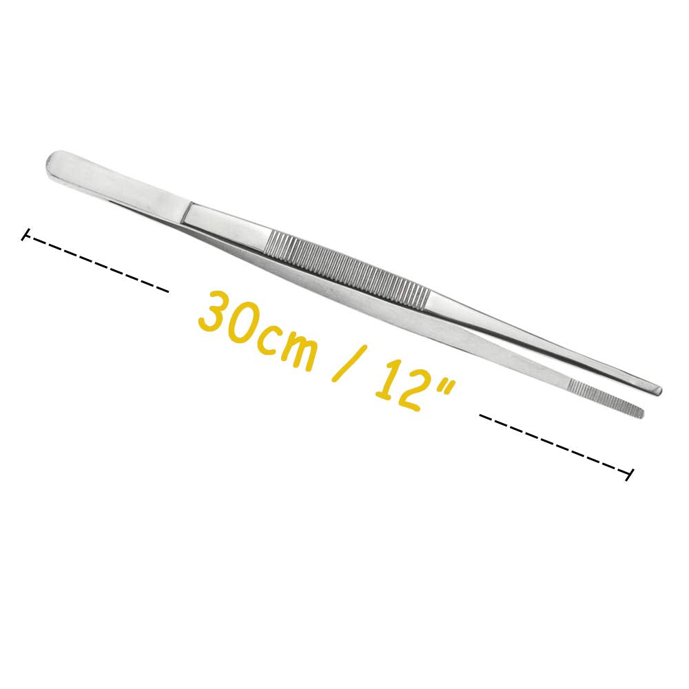 2 Pcs 12-Inch Tweezer Tongs,Kitchen Tweezer Tongs,Extra-Long Stainless Steel Tweezers Tongs,Long Food Tongs With Precision Serra