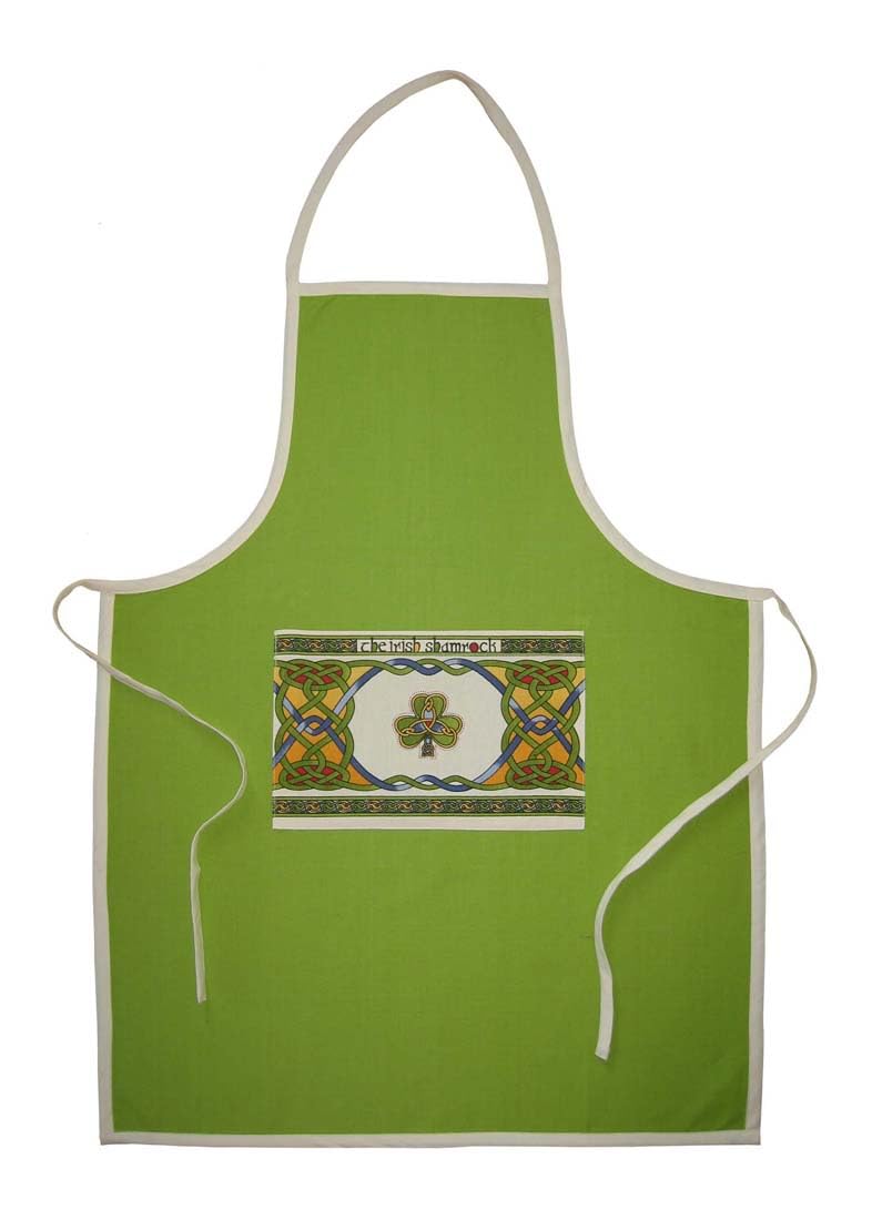 Royal Tara Irish Weave Apron With Pockets Shamrock And Celtic Coloured Design