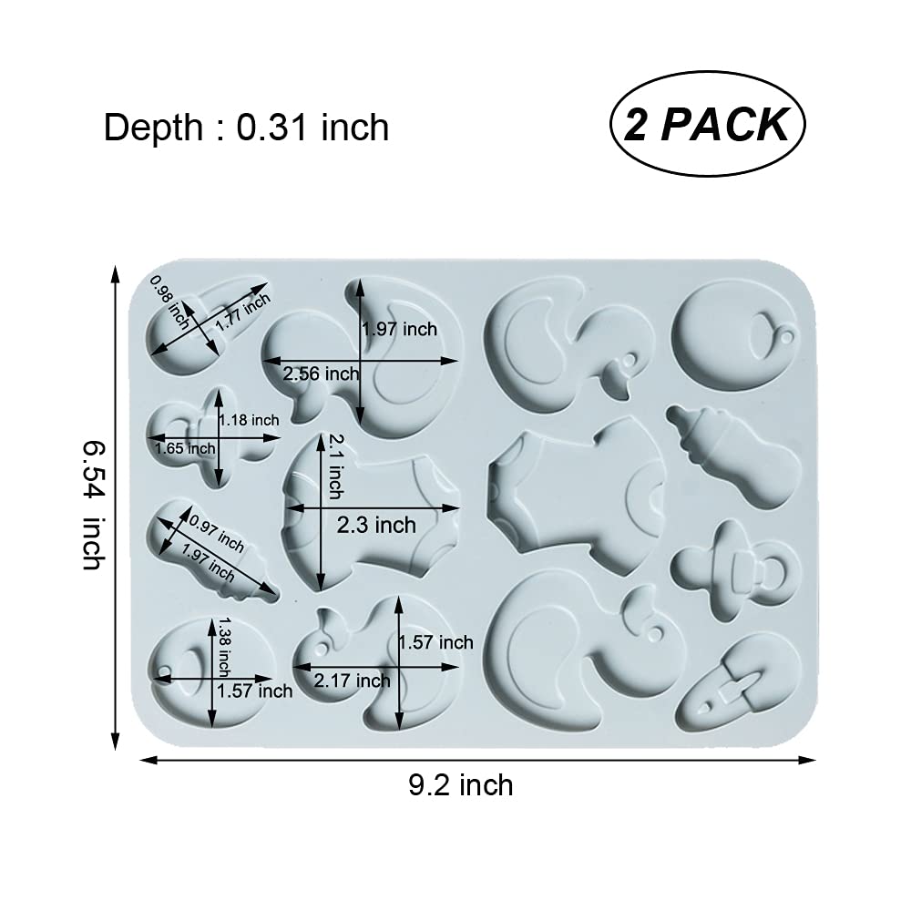2 Pack Cute Baby Silicone Molds, 3D Baby Shower Themed Baking Mould, Cake Border Fondant Molds Cake Decorating Tools For Chocola