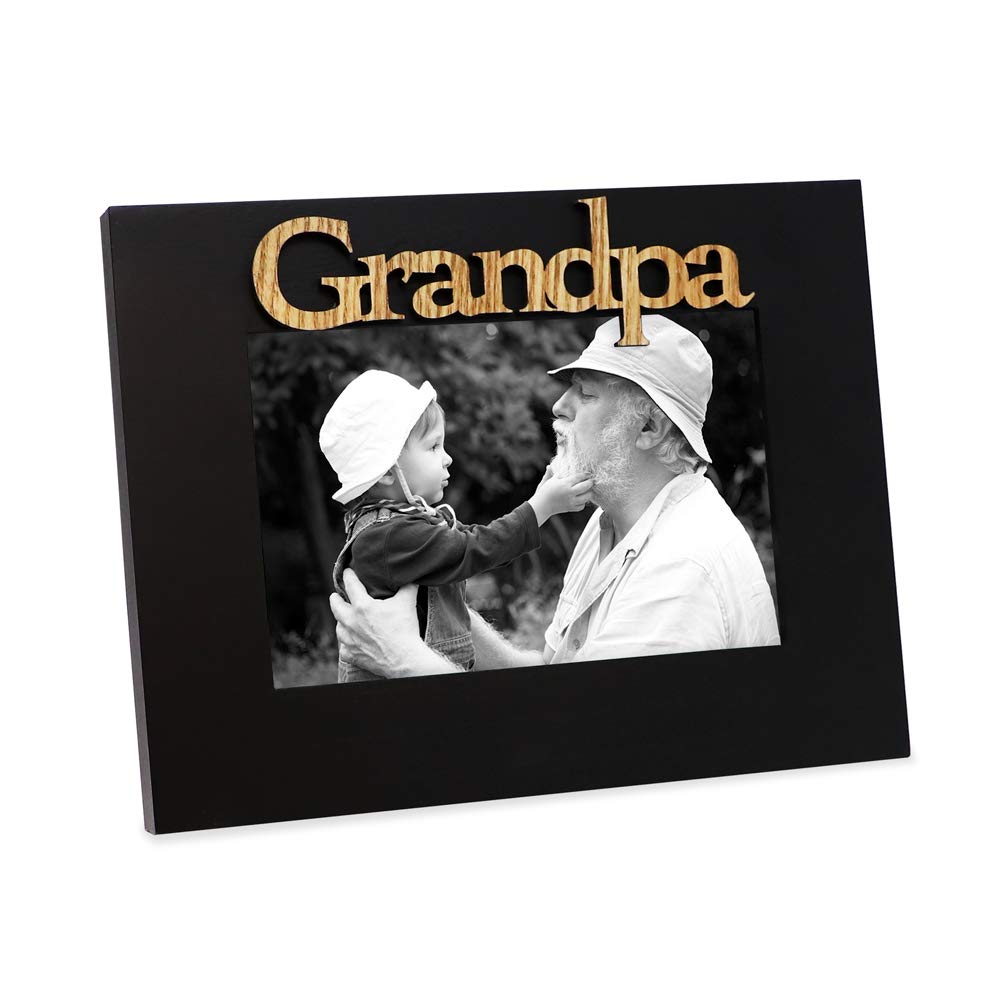Isaac Jacobs Black Wood Sentiments Grandpa Picture Frame, 4x6 inch, Photo Gift for Grandfather, Papa, Family, Display on Tableto