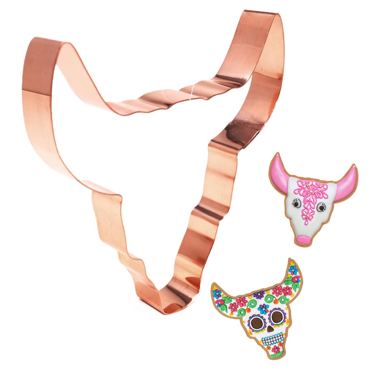 5 Inch Bull Skull Cookie Cutter, Handcrafted Copper By The Fussy Pup (5 Inch)