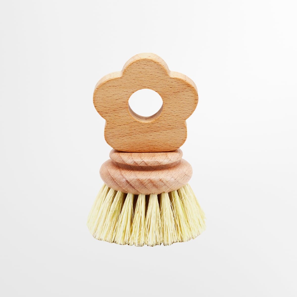 SHINCULSUN Kitchen Natural Beechwood Dish Brush with Handle Sisal Bristle Fruit Vegetable Scrubber Small Wooden Brush Designed f