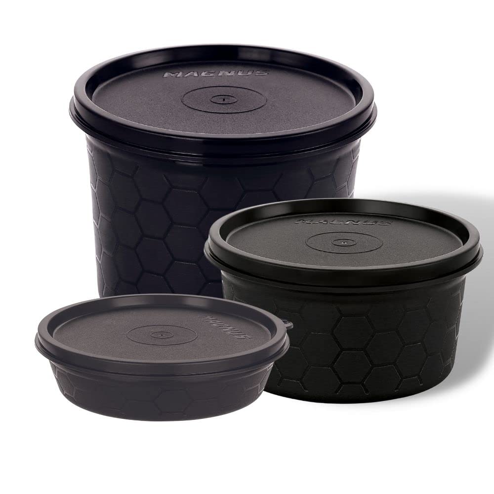 Magnus Stainless Steel Microwave Safe Storage Container Set Of 2, 150Ml Blue & Black - Airtight, Leakproof, Steam Lock Lid - Kit