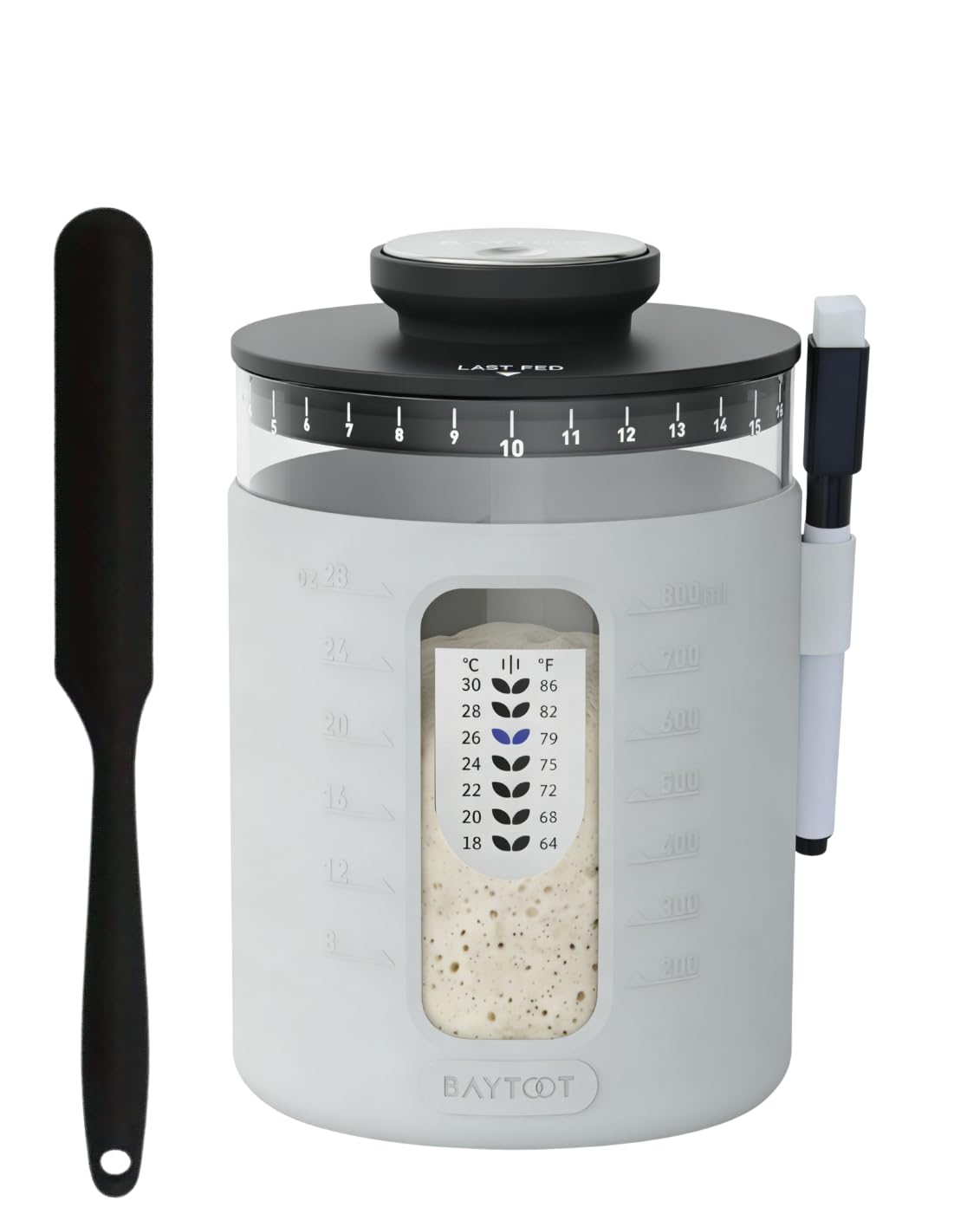 Wide Mouth Sourdough Jar Starter Kit 33 oz - UPGRADED 2026 DESIGN with Reinforced Thick Glass Base - Ideal Sourdough Jar for Fer