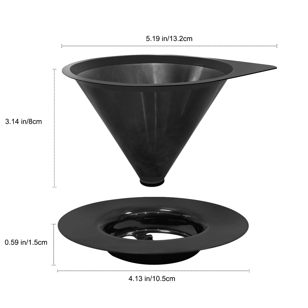 Lhs Pour Over Coffee Dripper Reusable Coffee Filter Paperless Coffee Filter Stainless Steel Pour Over Coffee Maker Cone Coffee D