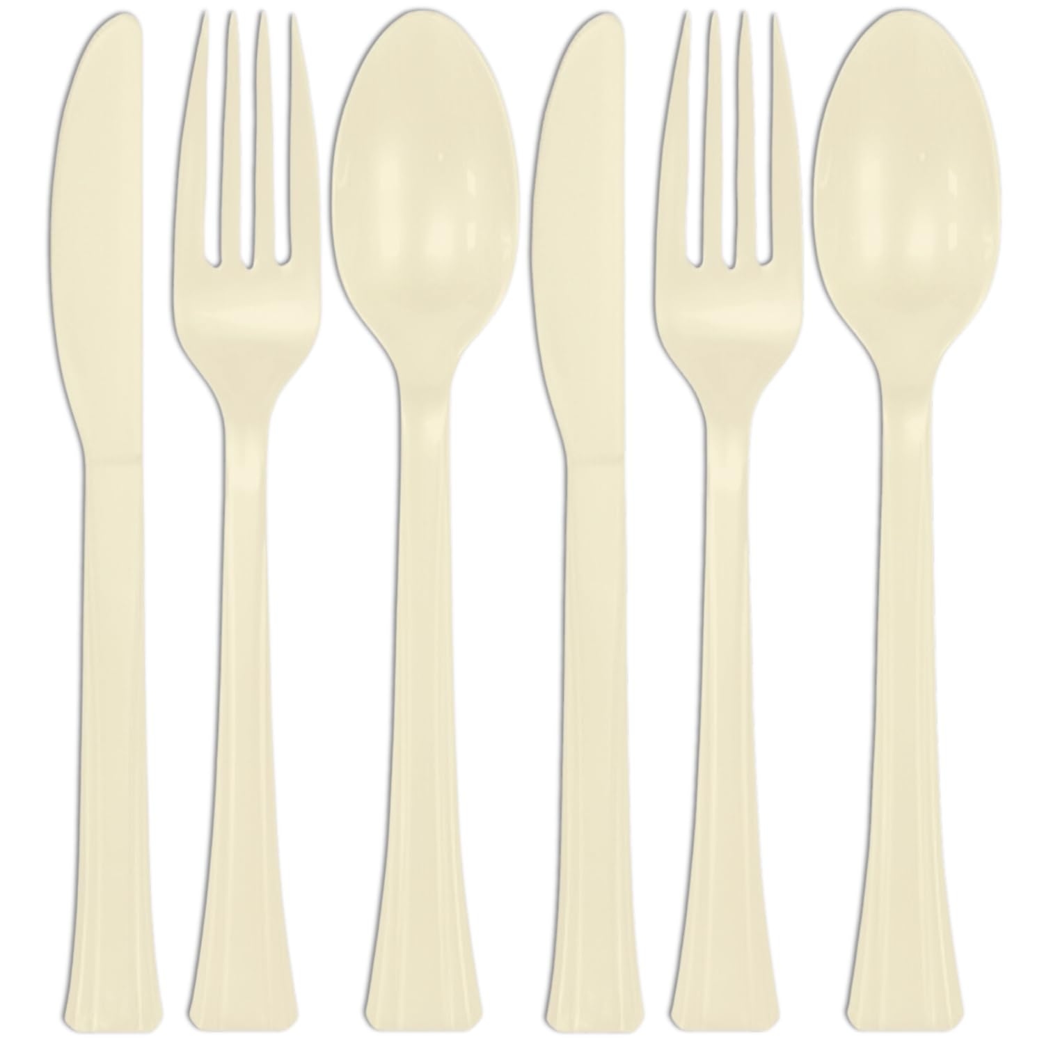 Elegant Vanilla Creme Plastic Cutlery (24-Pack) - Durable Multi-Purpose Design Cutlery Pieces - Ideal For Any Event