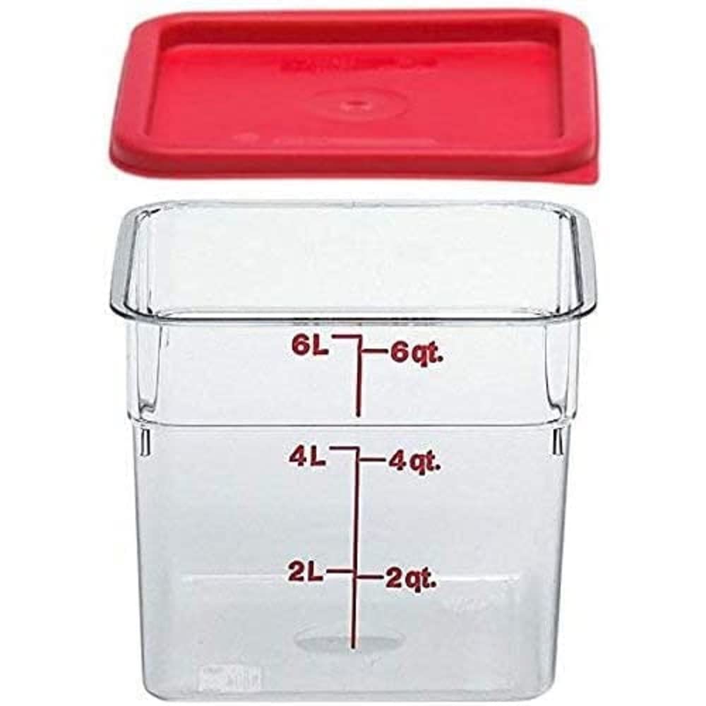 Cambro 6Sfscw135 Camsquare Food Container, 6-Quart, Polycarbonate, Clear, Nsf With Lid