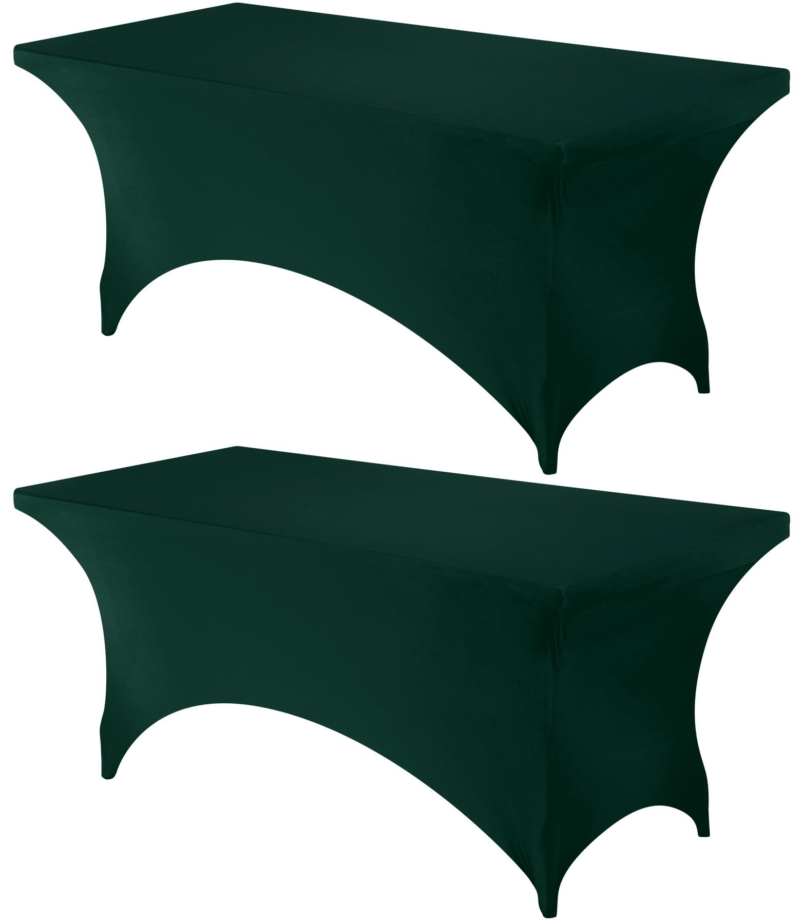 Utopia Kitchen 6Ft Spandex Table Cloth Rectangle [2 Pack, Hunter Green] 200Gsm Premium Stretch, Lycra, Washable And Wrinkle Resi