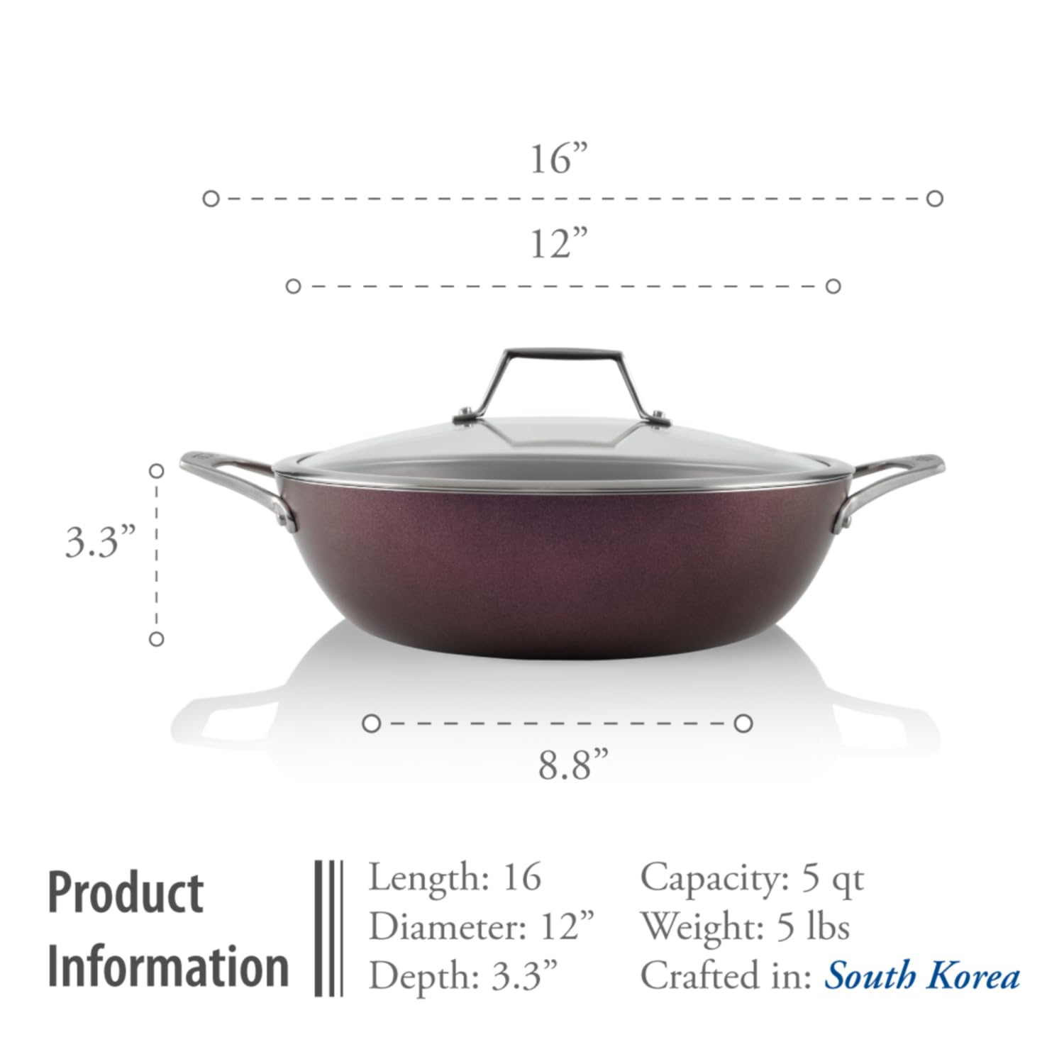 Techef - Art Pan Collection, 5 Qt / 12-In Nonstick All Purpose Chef Pan With Cover, Made In Korea (5-Quart Chef Pan)