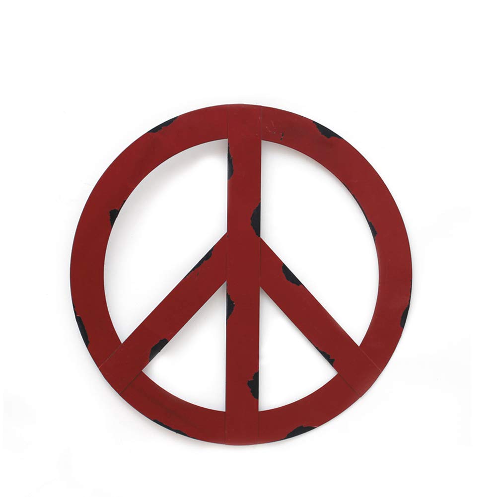 YK Decor Metal Treasured Red Peace Sign Wall Hanging Ornament Home Door Decor Decorative Signs (12)